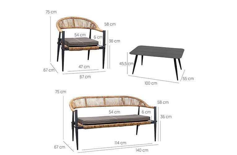 Комплект для отдыха Jonah Lounge Anthracite/Olive