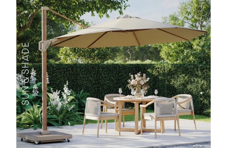 Зонт Challenger T2 premium Teak/Champagne Ø3,5 m