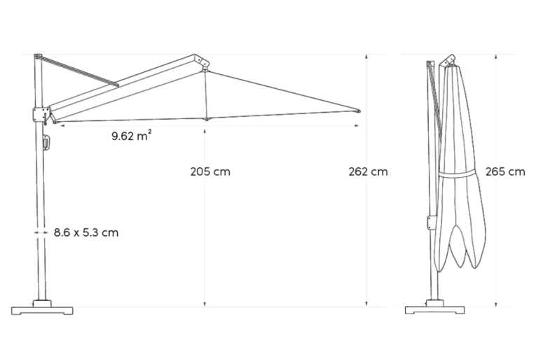 Зонт Challenger T2 premium Teak/Champagne Ø3,5 m