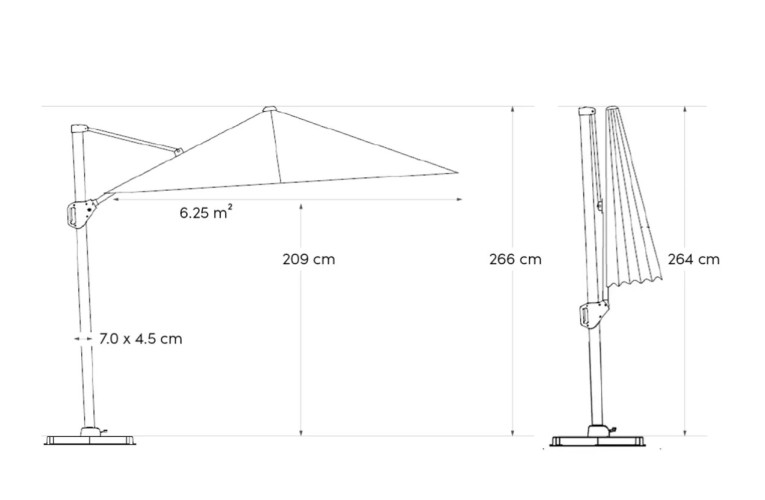 Зонт Voyager T1 Light grey 2,5х2,5 m