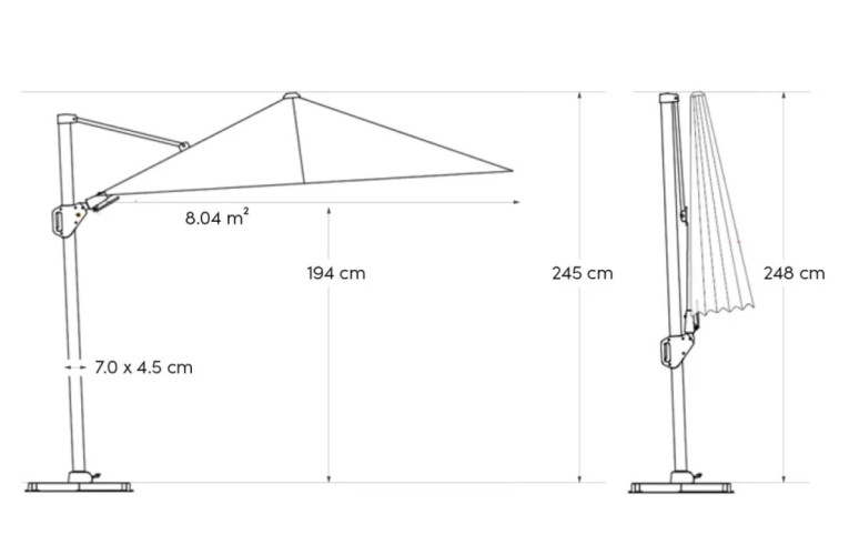 Зонт Voyager T2 Taupe 2,7х2,7m